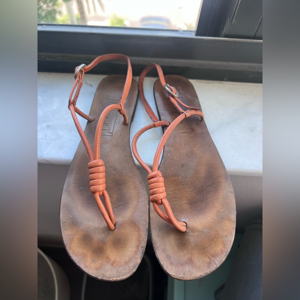Bridget leather Brown and Orange handcrafted Women's Sandals